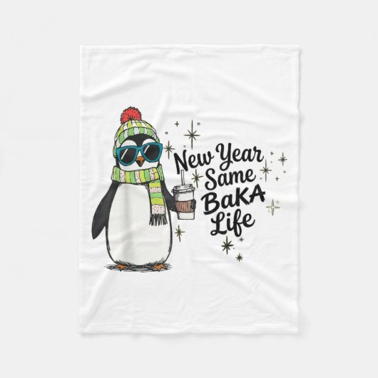 New Year Same Baka Life Penguin Meme Joke  Fleece Deken (Voorkant)