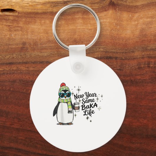 New Year Same Baka Life Penguin Meme Joke  Sleutelhanger (Voorkant)