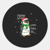 New Year Same Baka Life Penguin New Year Sarcastic Ronde Sticker (Voorkant)