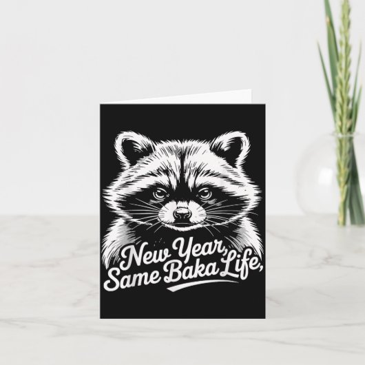 New Year Same Baka Life Raccoon Meme Funny Joke Kaart (Voorkant)
