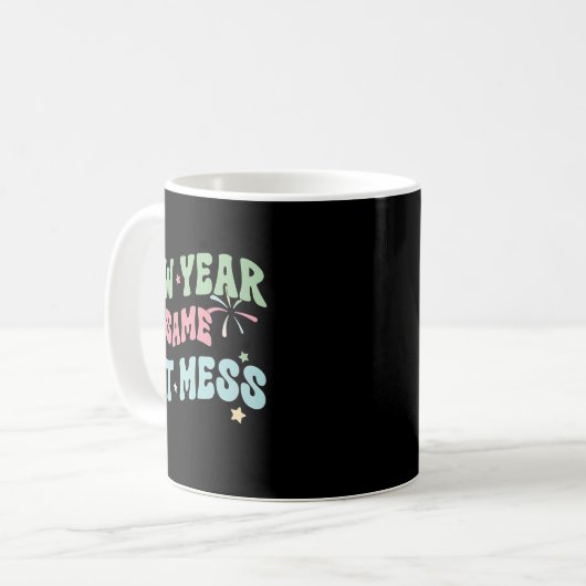 New Year Same Hot Mess Funny Design  Koffiemok (Voorkant links)