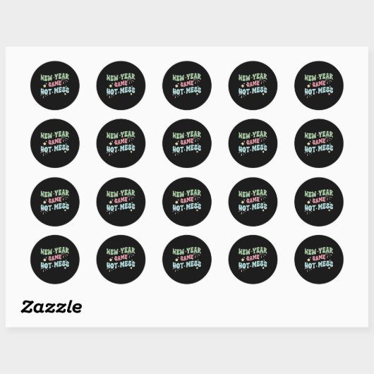 New Year Same Hot Mess Funny Design Ronde Sticker (Vel)