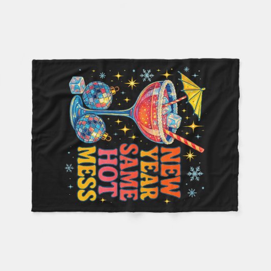 New Year Same Hot Mess Funny Tail Party Gift  Fleece Deken (Voorkant (Horizontaal))