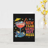 New Year Same Hot Mess Funny Tail Party Gift  Kaart (Gele Bloem)