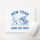 New Year Same Hot Mess Raccoon Fun Party Muismat (Met muis)