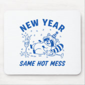 New Year Same Hot Mess Raccoon Fun Party Muismat (Voorkant)