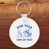 New Year Same Hot Mess Raccoon Fun Party Sleutelhanger (Voorkant)