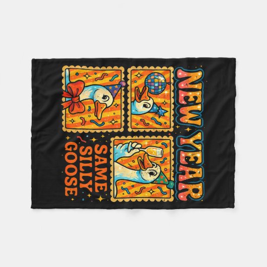 New Year Same Silly Goose Funny Retro Party Gift  Fleece Deken (Voorkant (Horizontaal))