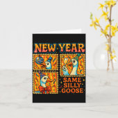 New Year Same Silly Goose Funny Retro Party Gift Kaart (Gele Bloem)