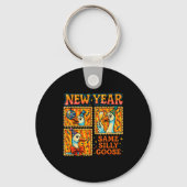 New Year Same Silly Goose Funny Retro Party Gift  Sleutelhanger (Voorkant)