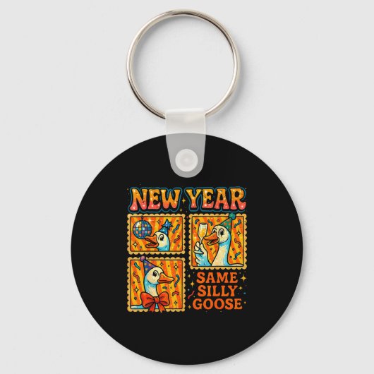 New Year Same Silly Goose Funny Retro Party Gift  Sleutelhanger (Voorkant)