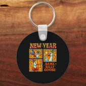 New Year Same Silly Goose Funny Retro Party Gift  Sleutelhanger (Voorkant)