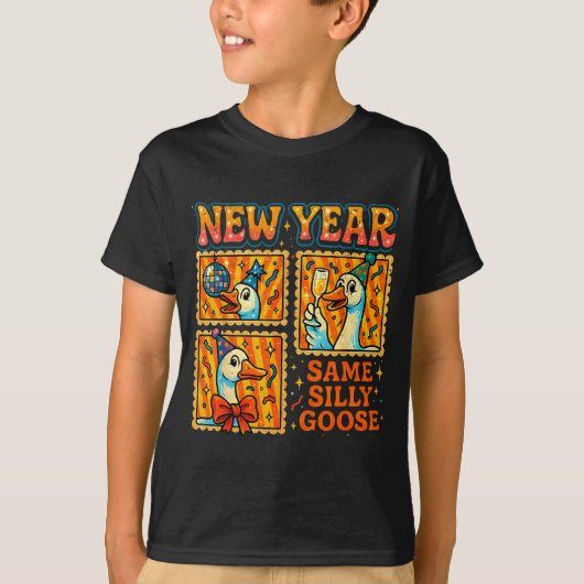 New Year Same Silly Goose Funny Retro Party Gift  T-shirt (Voorkant)