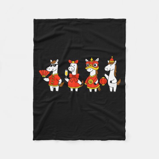 New Year Same Silly Horse Funny Chinese Lunar New  Fleece Deken (Voorkant)