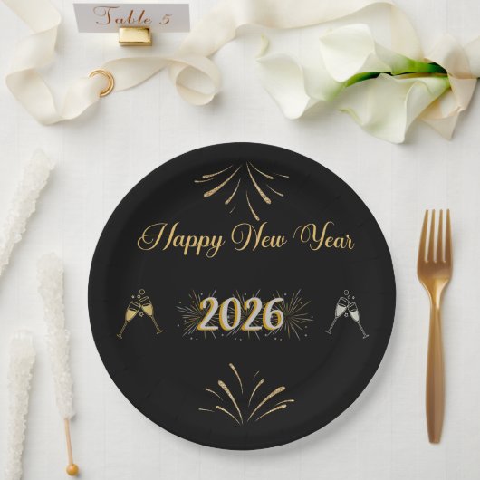 New Year Sparkle Paper Plate Papieren Bordje (Huwelijk)