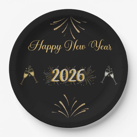 New Year Sparkle Paper Plate Papieren Bordje (Voorkant)