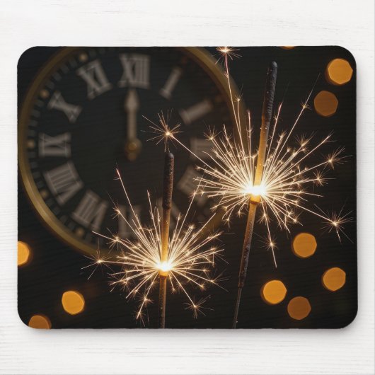 New Year Sparklers and Midnight Clock Muismat (Voorkant)