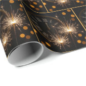 New Year Sparklers On a Midnight Clock Cadeaupapier (Rol Hoek)