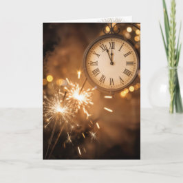 New Year Sparklers With Countdown Clock Kaart