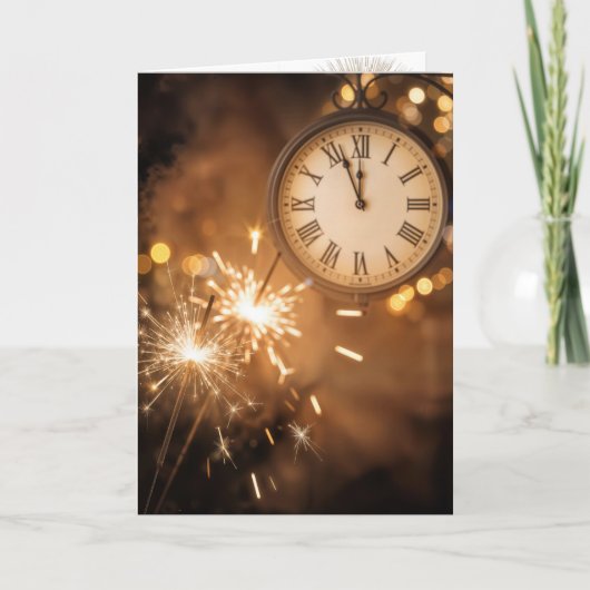 New Year Sparklers With Countdown Clock Kaart (Voorkant)