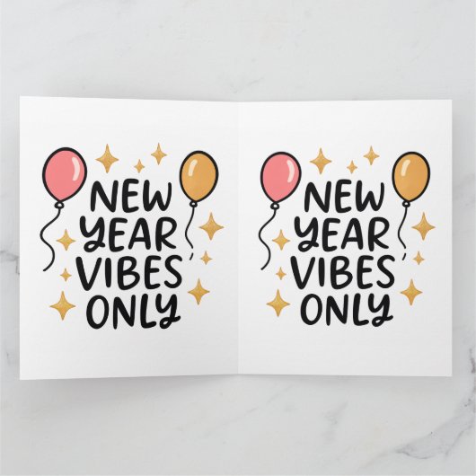 "New Year Vibes Only" Greeting Card Bedankkaart (Binnen)