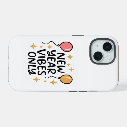 "New Year Vibes Only" iPhone Case iPhone 15 Case (Achterkant horizontaal)