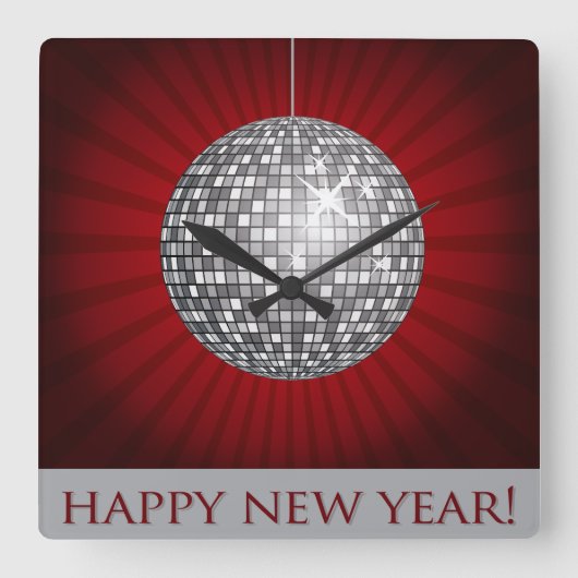 New Year Wall Clock Vierkante Klok (Voorkant)
