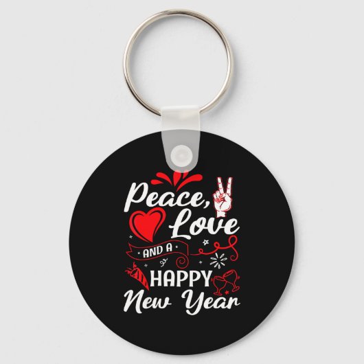 New Year Wishes, Peace, Love, Happy New Year, New  Sleutelhanger (Voorkant)