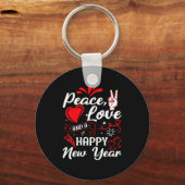 New Year Wishes, Peace, Love, Happy New Year, New  Sleutelhanger (Voorkant)