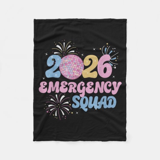 New Years 2026 Eve Emergency Squad Disco Ball Fire Fleece Deken (Voorkant)