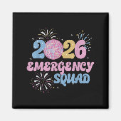 New Years 2026 Eve Emergency Squad Disco Ball Fire Magneet (Voorkant)