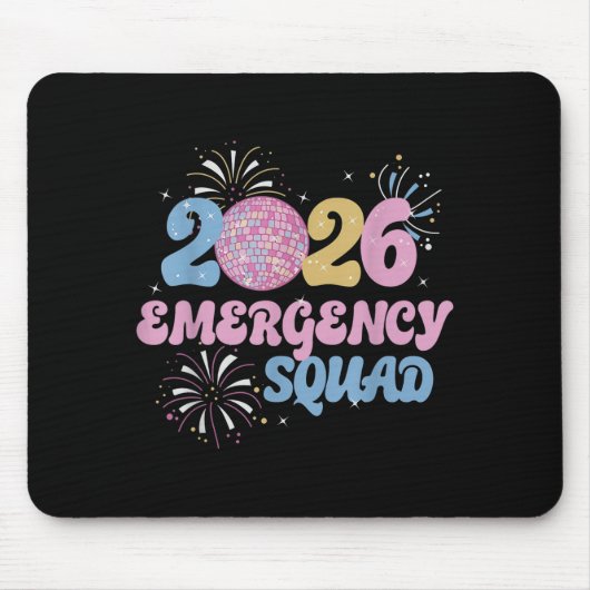 New Years 2026 Eve Emergency Squad Disco Ball Fire Muismat (Voorkant)