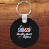 New Years 2026 Eve Emergency Squad Disco Ball Fire Sleutelhanger (Voorkant)