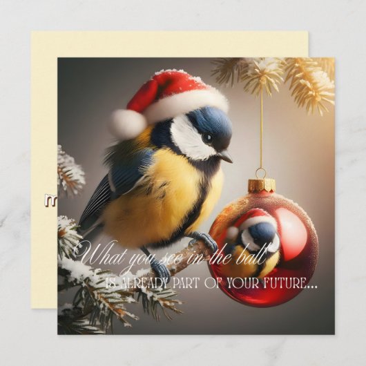 New Year's card with a bird (Voorkant / Achterkant)