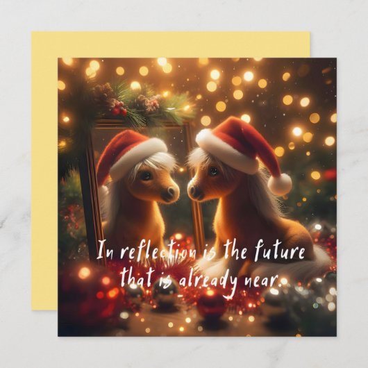 New Year's card with a cute horse (Voorkant / Achterkant)