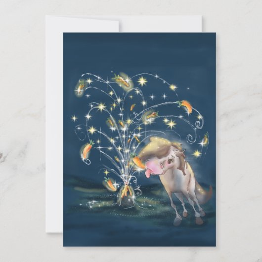 New Year's Card with a Horse and Carrot Firework Kaart (Voorkant)