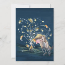 New Year's Card with a Horse and Carrot Firework