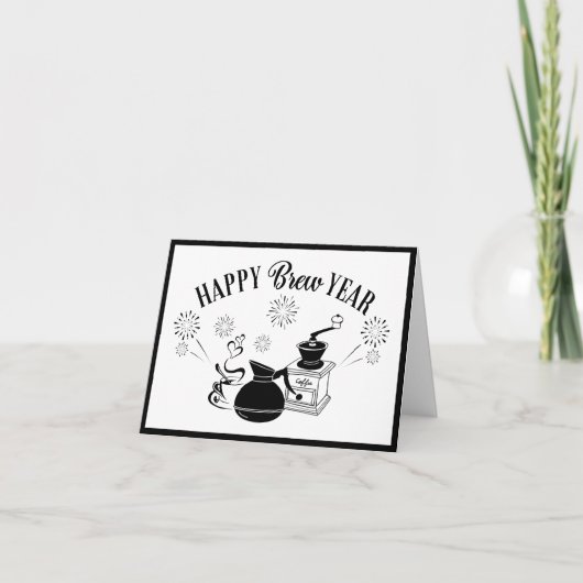 New Years Coffee Pun Kleine Note Kaarten (Voorkant)