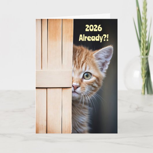 New Years Cute Funny 2026 Ginger Orange Kitten  Kaart (Voorkant)