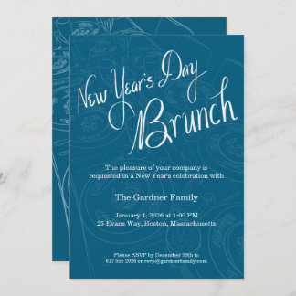 New Year's Day Brunch Tablescape Invitation Kaart