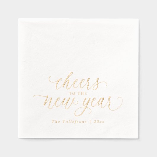 New Years Elegant Festive 2026 Gold Folie Servetten (Voorkant)
