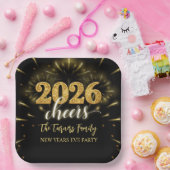 New Year's Eve 2026 Party Gold & Black Papieren Bordje (Feest)