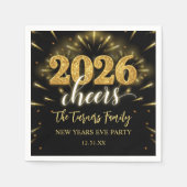 New Year's Eve 2026 Party Gold & Black Servet (Voorkant)