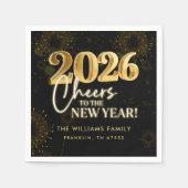 New Year's Eve 2026 Party Gold Glitter Servet (Voorkant)
