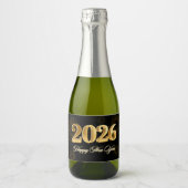 New Year's Eve 2026 Party Gold Glitter Sparkling Wijnetiket (Voorkant)