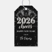 New Year's Eve 2026 Party Silver & Black Cadeaulabel (Voorkant)
