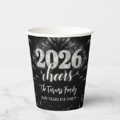 New Year's Eve 2026 Party Silver & Black Papieren Bekers (Voorkant)