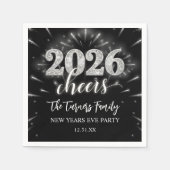 New Year's Eve 2026 Party Silver & Black Servet (Voorkant)