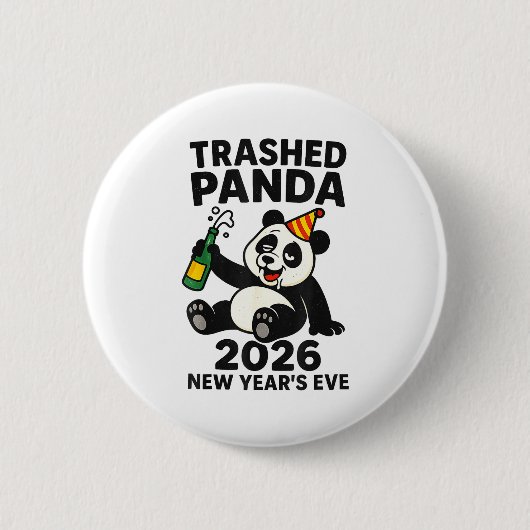 New Years Eve 2026 Trashed Panda Premium  Ronde Button 5,7 Cm (Voorkant)