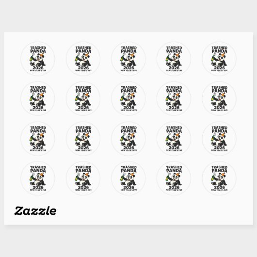 New Years Eve 2026 Trashed Panda Premium  Ronde Sticker (Vel)